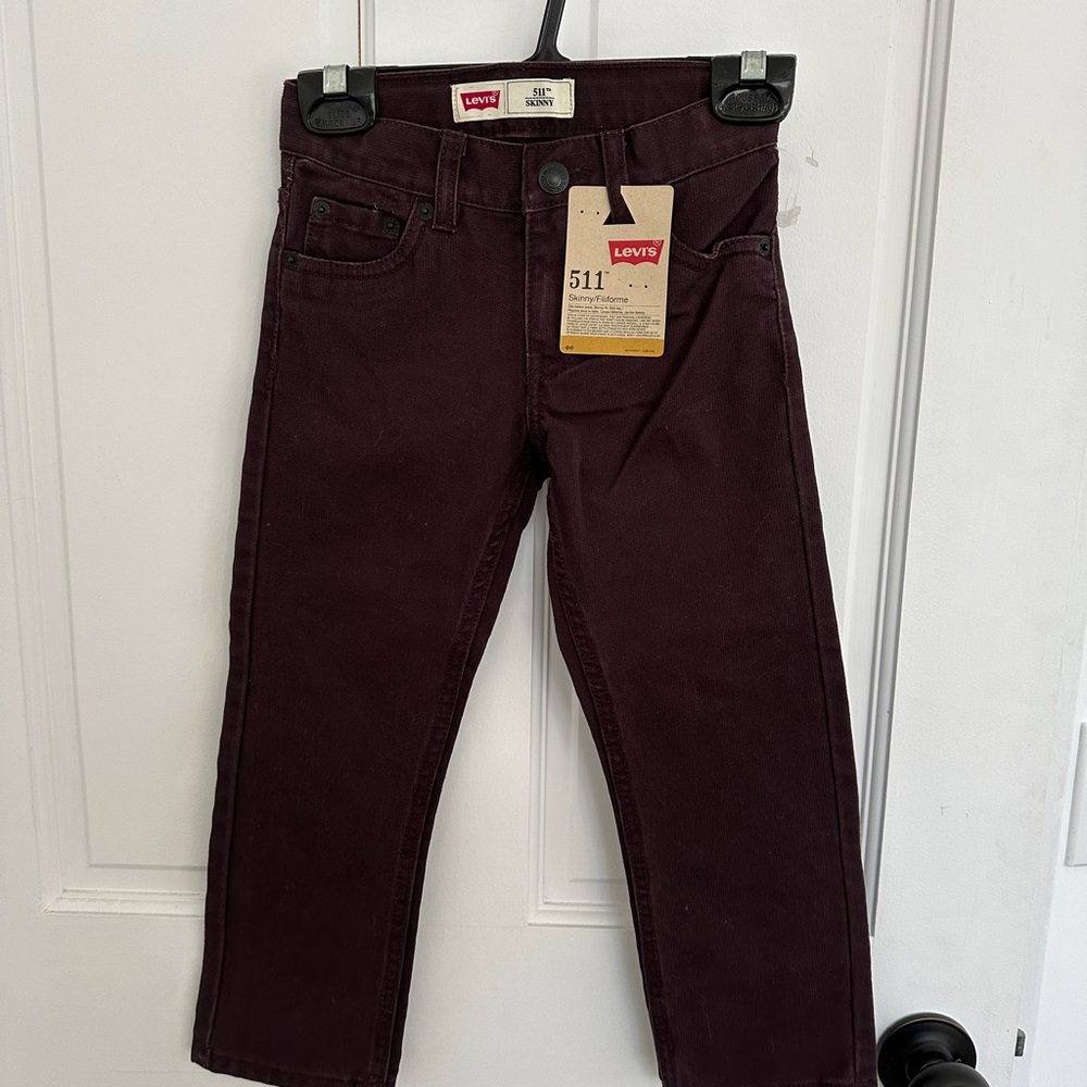 Brand New Levi's 511 Boys Burgundy Jeans